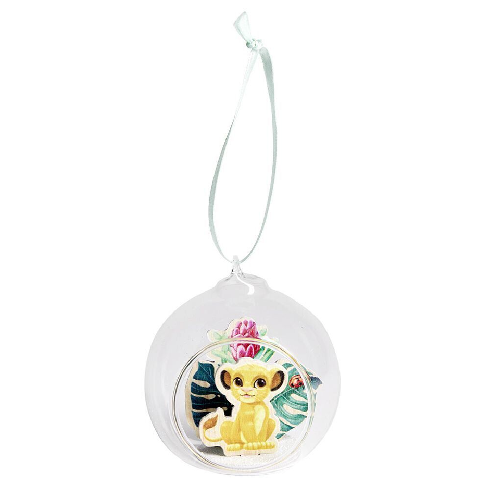Boule de No&euml;l Disney Le Roi Lion en verre et bois Ø8cm