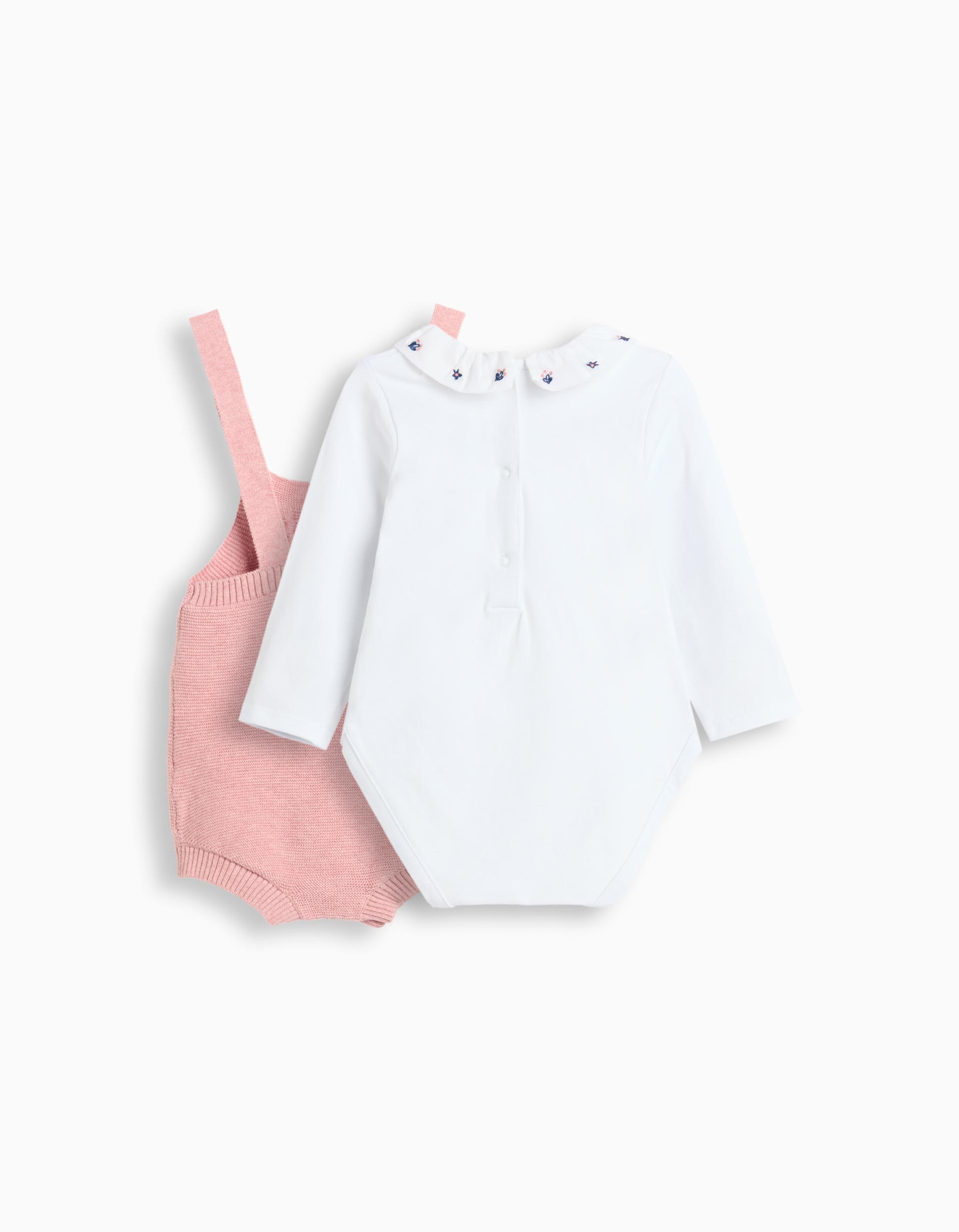 Conjunto Body e Macacão, Recém-Nascido, Rosa Claro