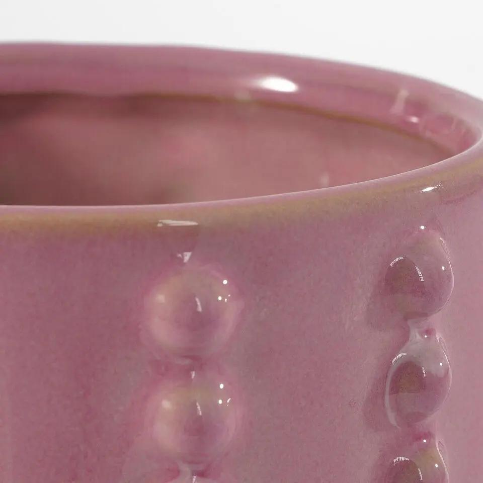 Mica Decorations Bloempot Boaz - gebobbeld - roze - 13 x 14 cm