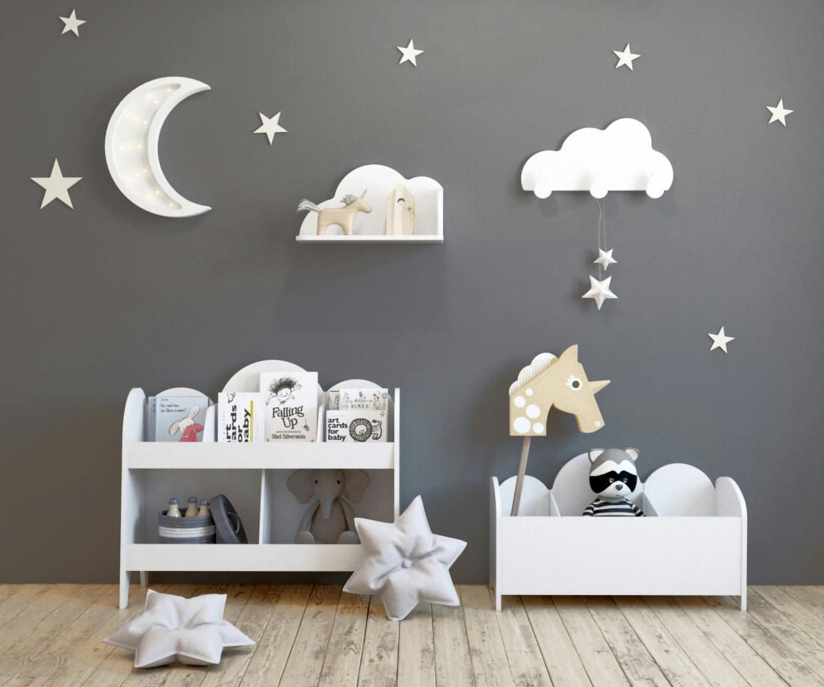 NUAGE - Etagère  blanc  effet bois   35x90