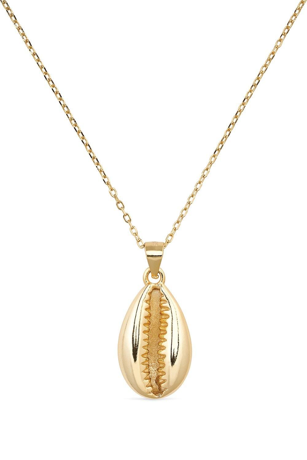 Elk & Bloom Dainty 14K Gold Cowrie Shell Clam Necklace