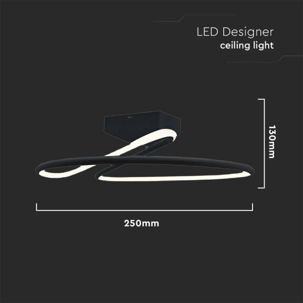 Lampa sufitowa VT-6129 czarna LED 1x20W Neutralna biel 2130lm V-TAC
