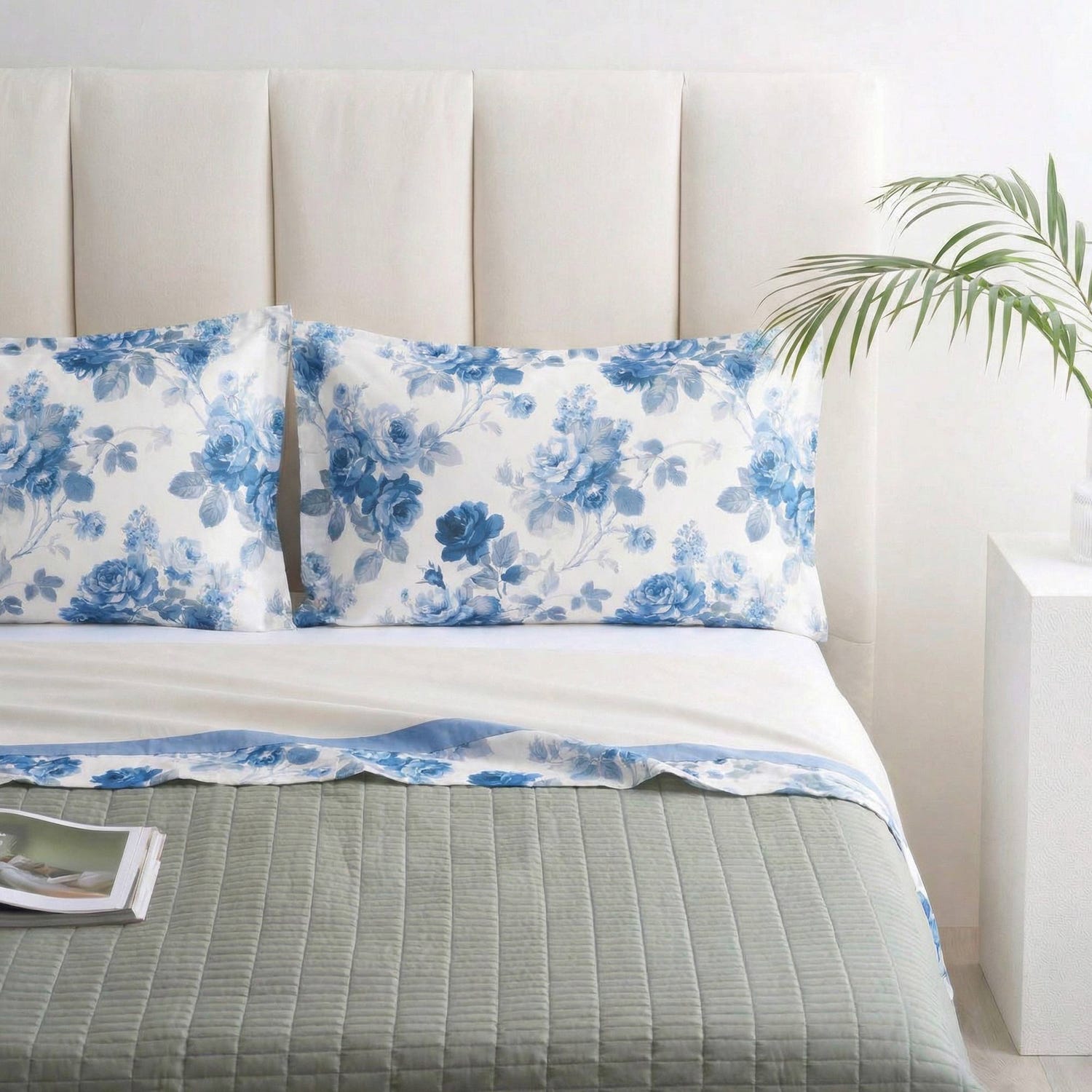 Completo letto matrimoniale Sanderson blu Biancoperla
