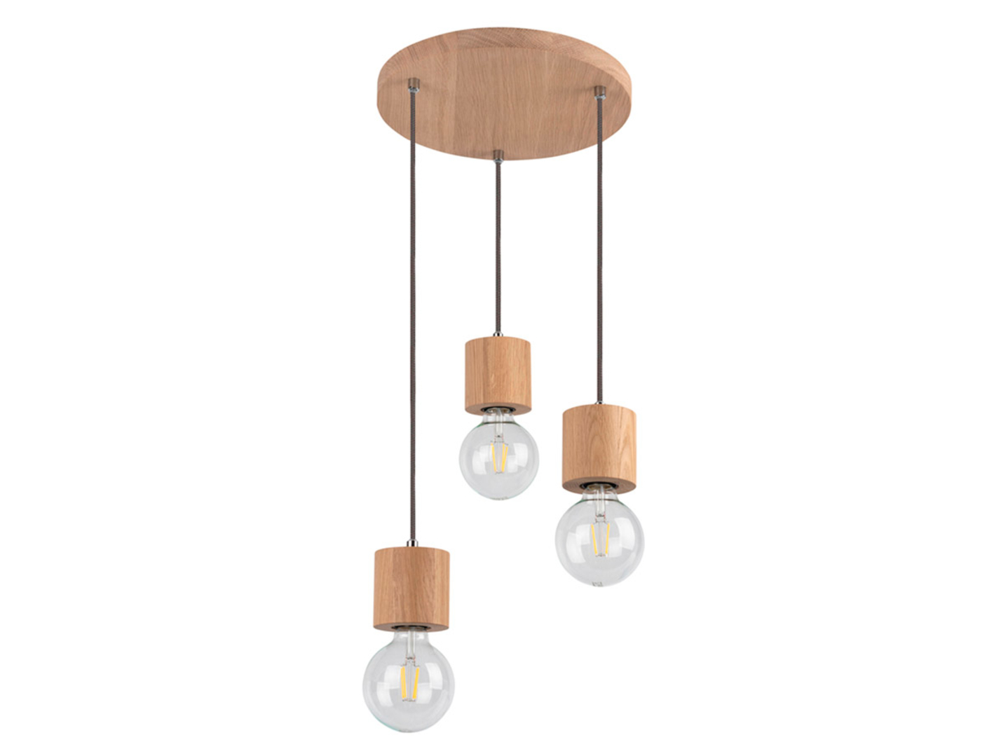 Lampa wisząca Trongo Round3-punktowa drewniana brązowa