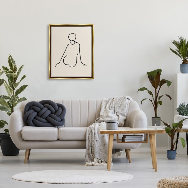 Stupell Female Sitting Doodle Line Nude Drawing Floating Framed Canvas Wall Art, Design by Elizabeth Tyndall