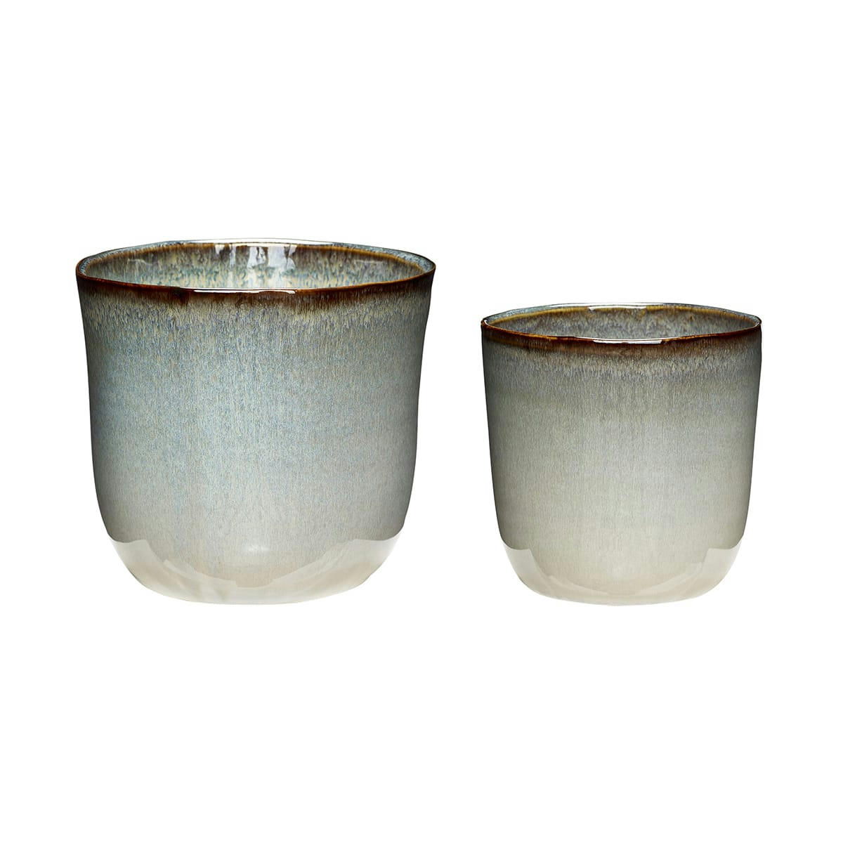 GLAZE - Pot en céramique beige et bleu (x2)
