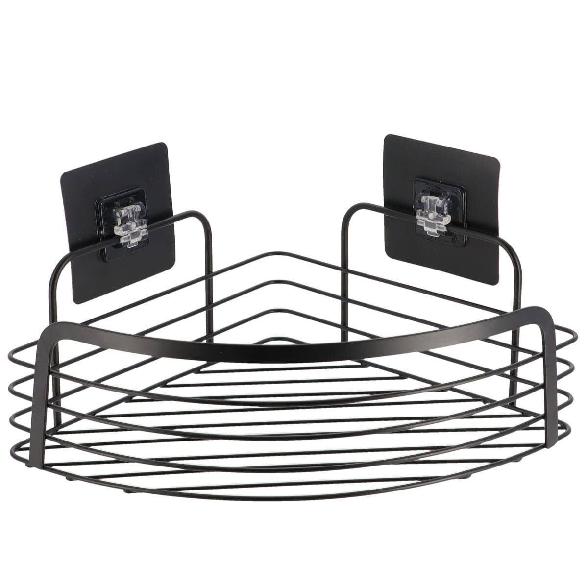 Prateleira wc de canto preto em metal com adesivo