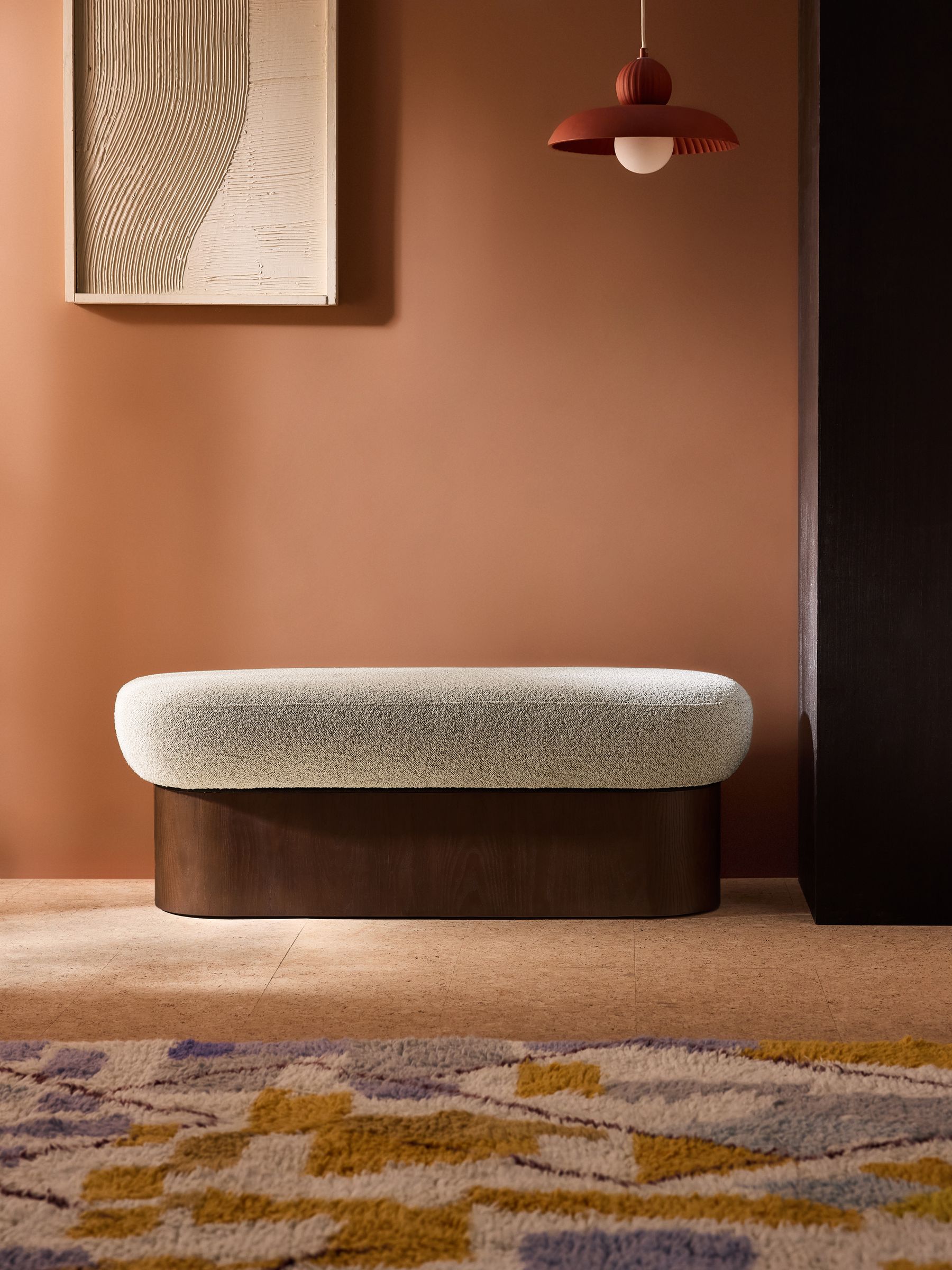 Novara Storage Ottoman Bench in Off White Pax Boucle