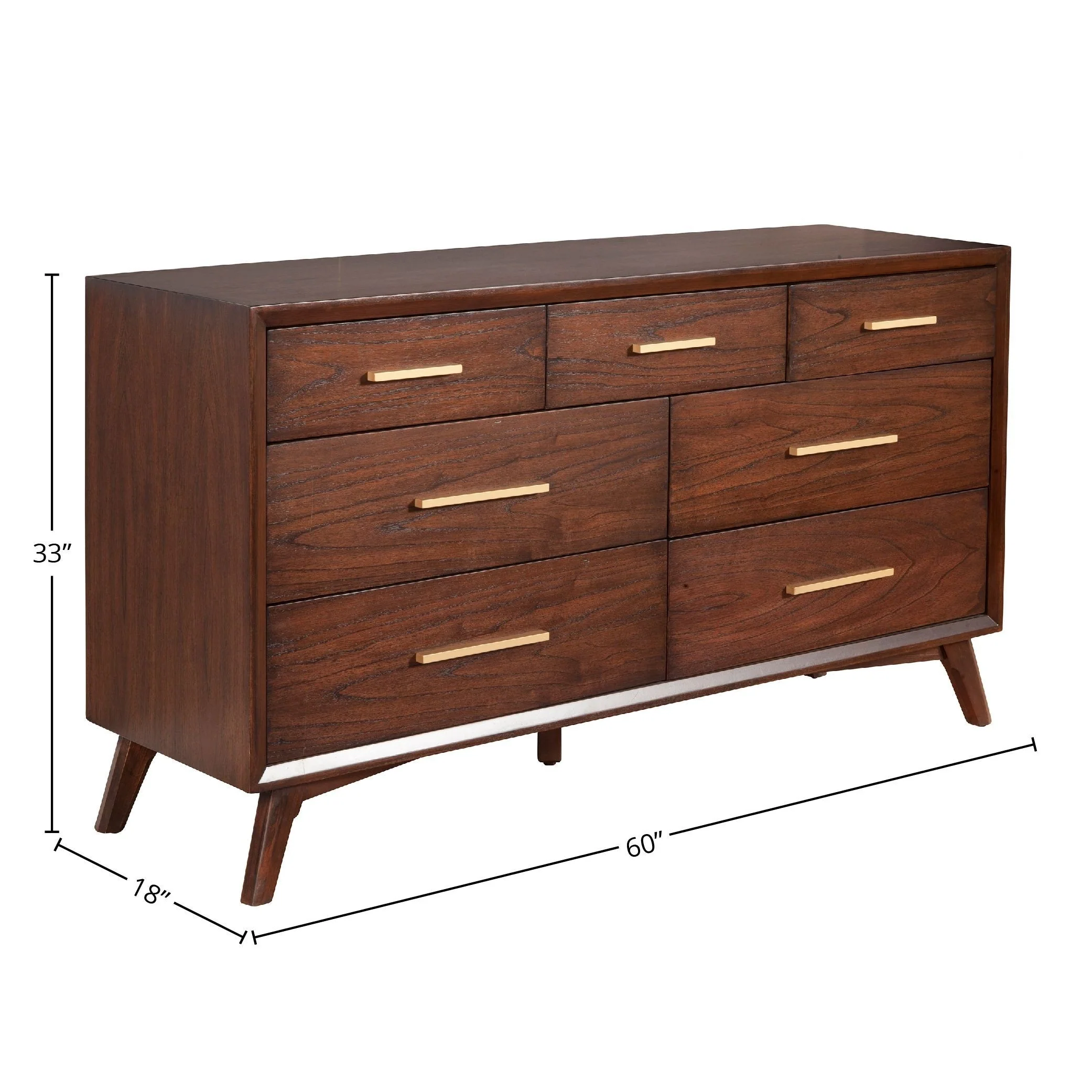 Alpine Furniture Gramercy 7 Drawer Wood Dresser in Walnut (Brown)