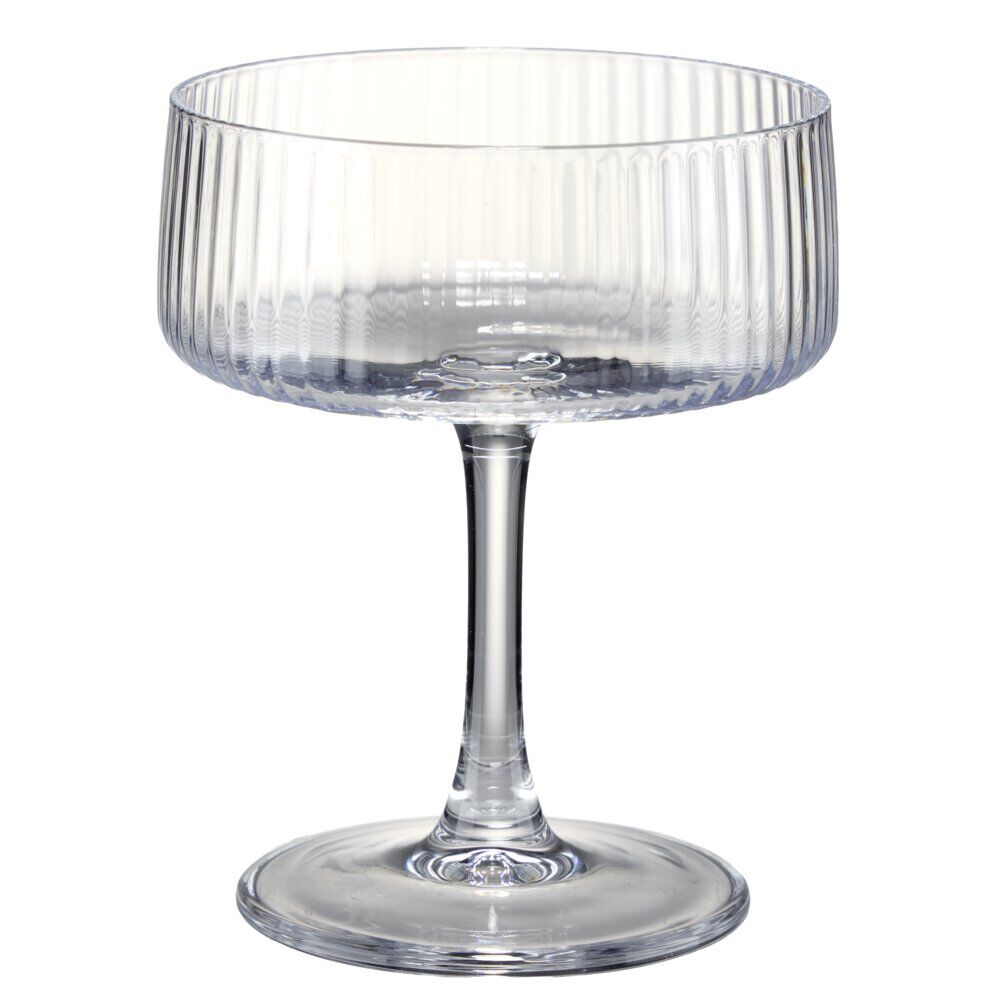 Coupe champagne X3 motif strié 240 ml Ø10XH12 cm verre transparent