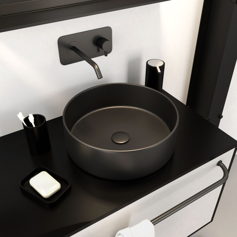 Vasque à poser Dark Round noire AURLANE