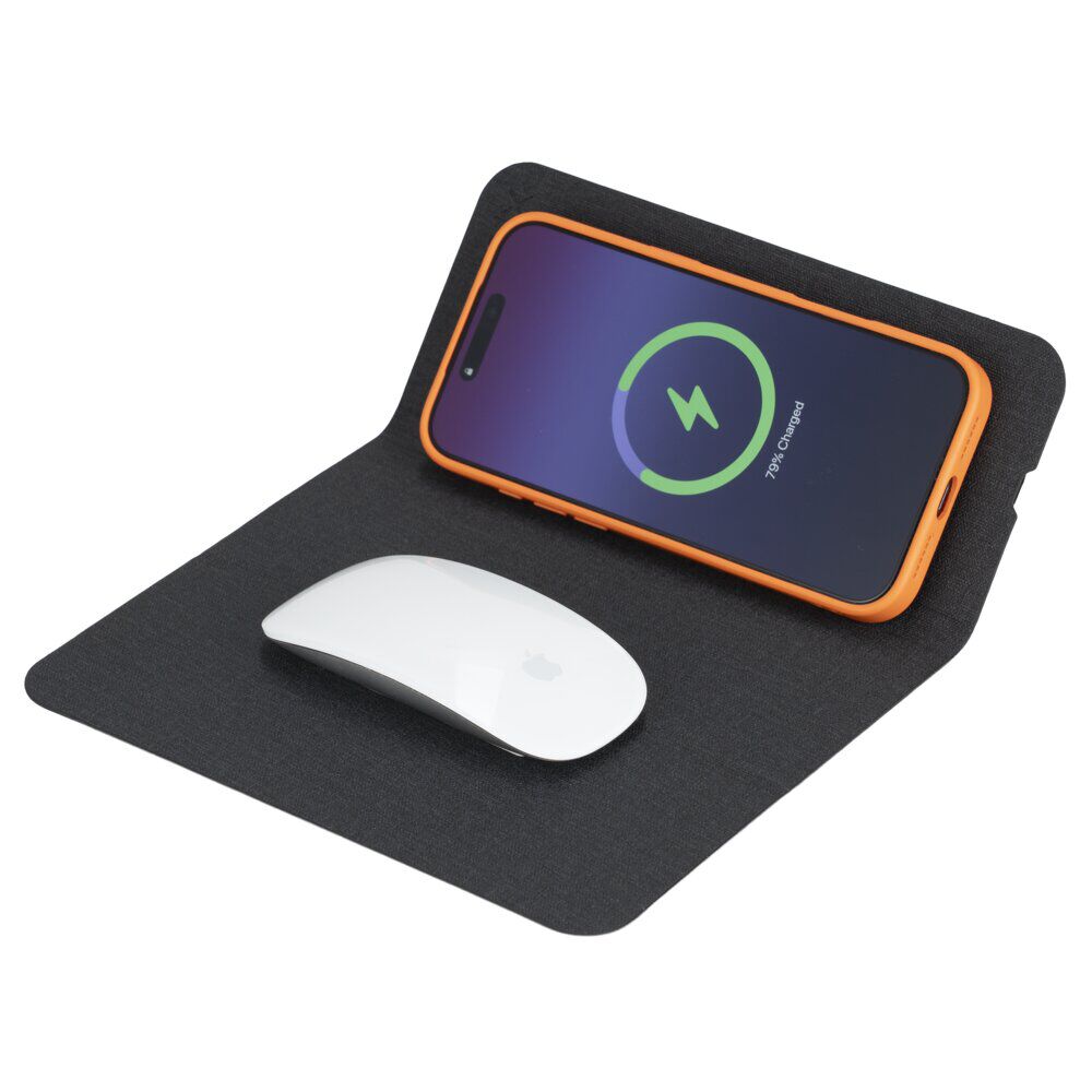 Tapis de souris à induction nomade PP et polyester L26X20 cm (2 modèles noir ou gris)