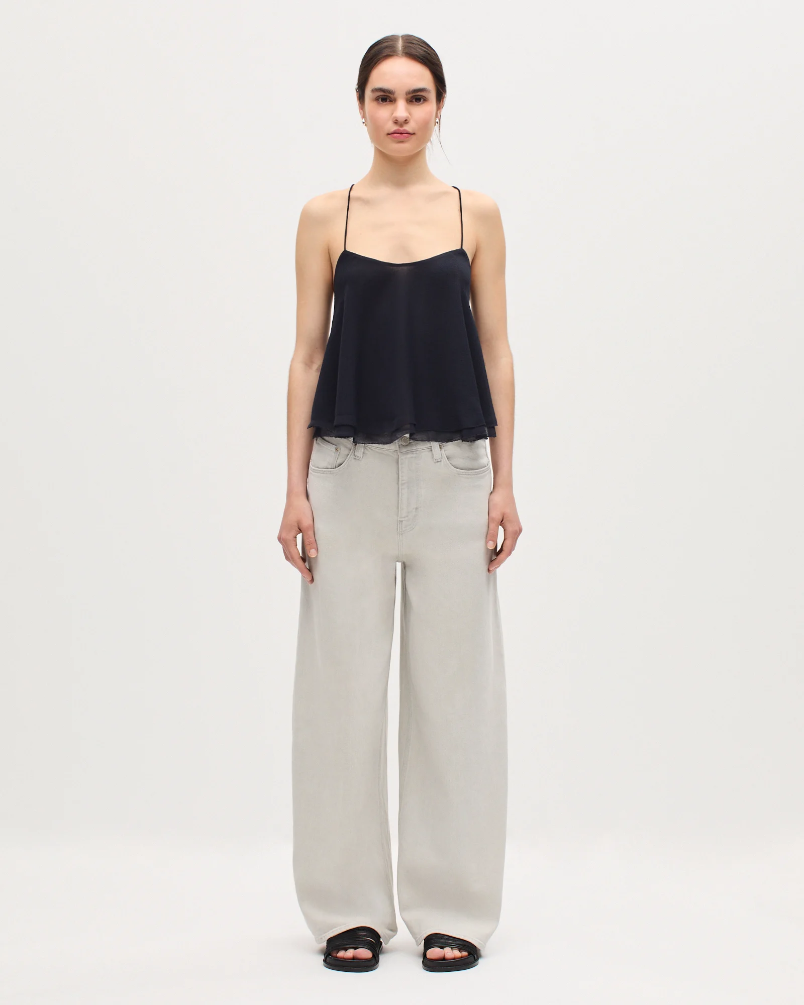 Top en mousseline à bretelles croisées