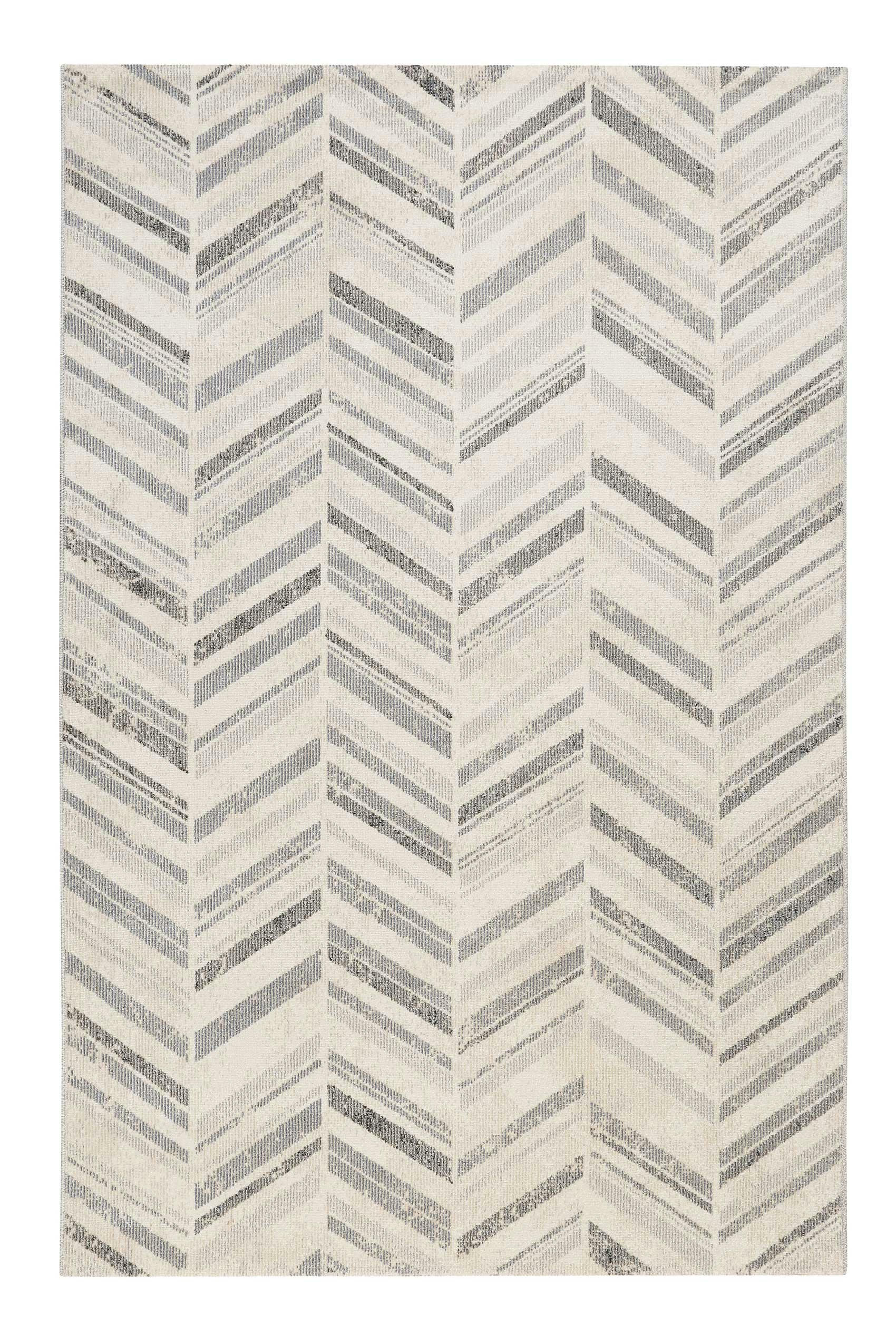 CABANA - Tapis exterieur tissé plat motif chevrons vintage gris 120x170