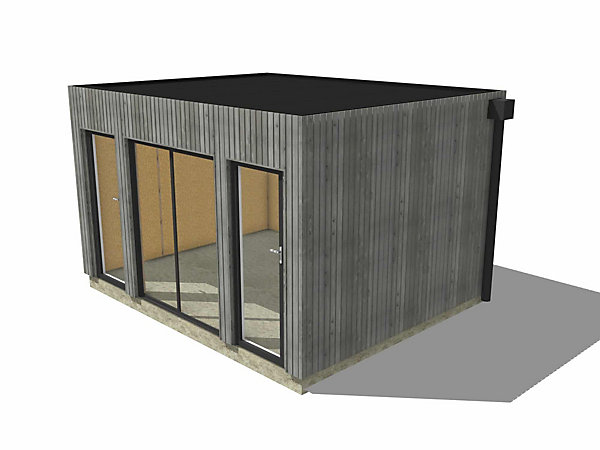 Bureau de jardin 4 saisons en bois 4,4 x 3,5 x 2,7 m / isolation RE2020