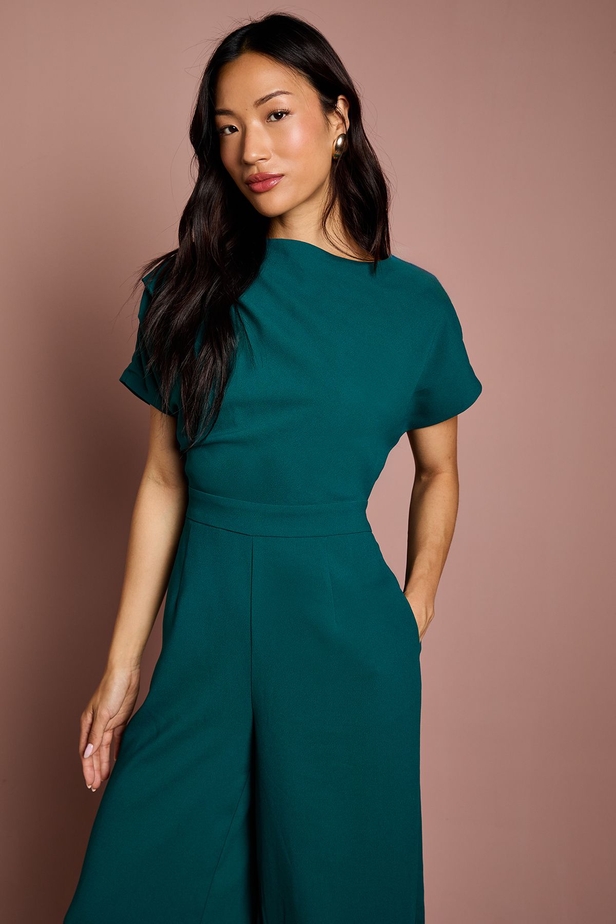 Coast Petite Pleat Off The Shoulder Jumpsuit