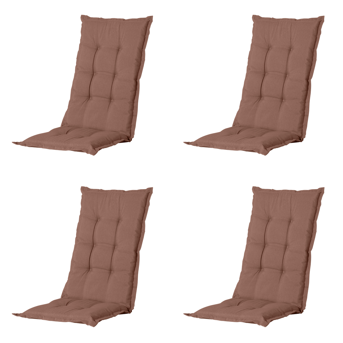 Madison tuinstoelkussen hoge rug Panama - bruin - 123x50x5cm - set van 4