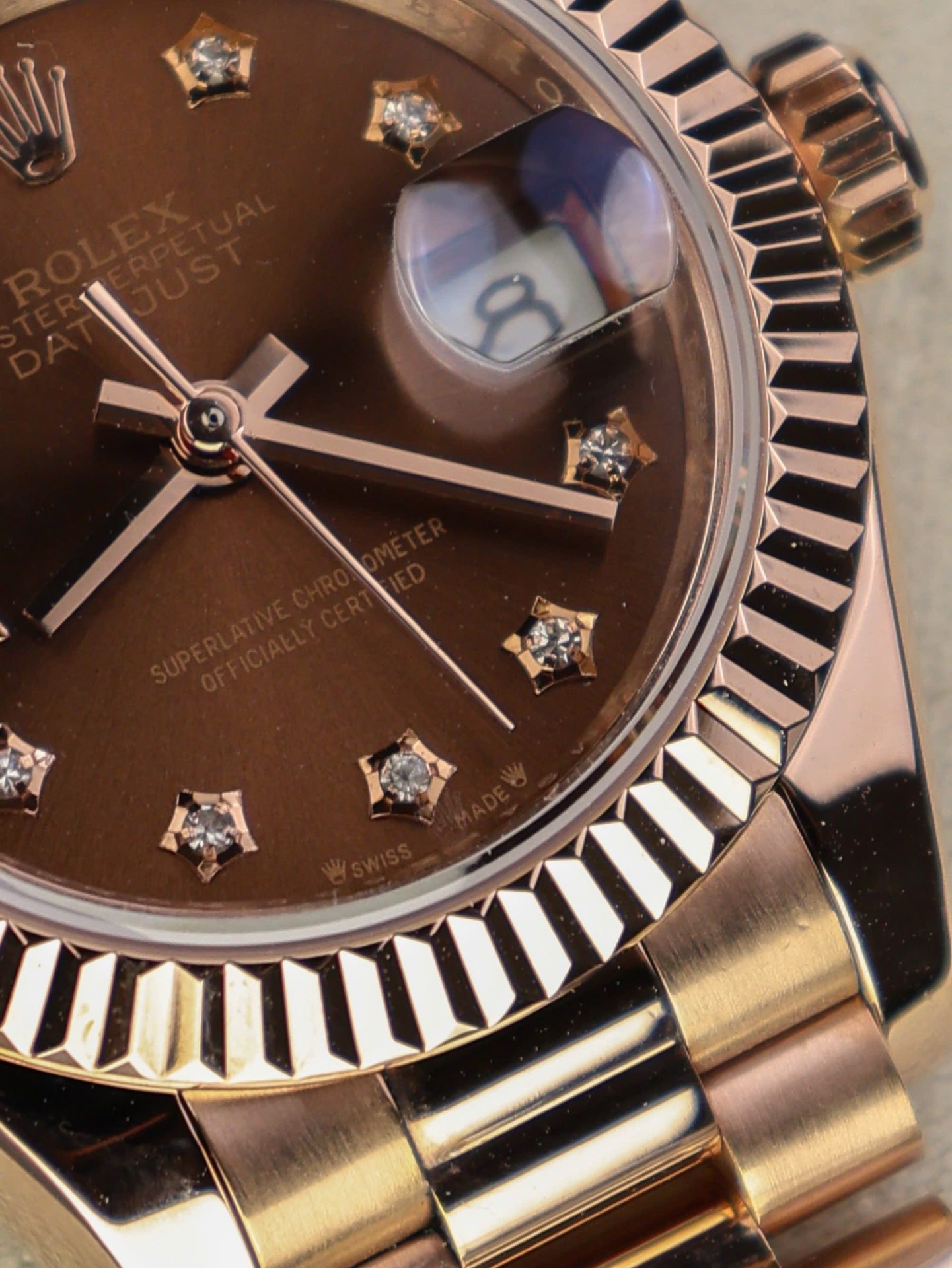 Rolex Lady-Datejust 279175-0004 RG Plated Chocolate Dial CZ Diamonds 28mm Super Clone