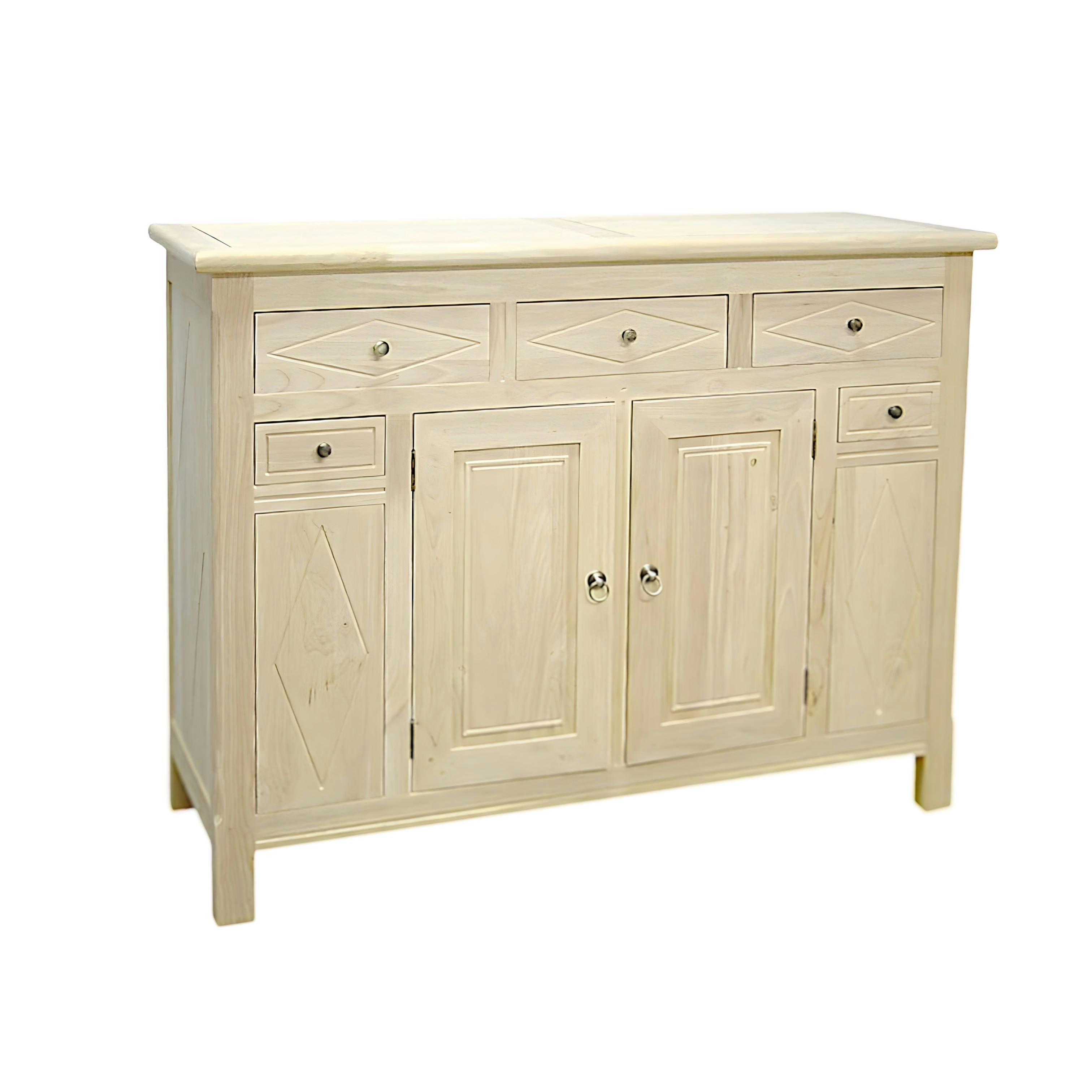 Buffet Hévéa 2 portes, 5 tiroirs 140x50x110cm TRADITION