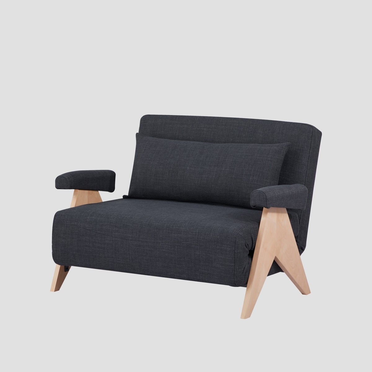 Sofa CALORE 1-osobowa, z funkcją spania ciemnoszara 117x90x82 cm