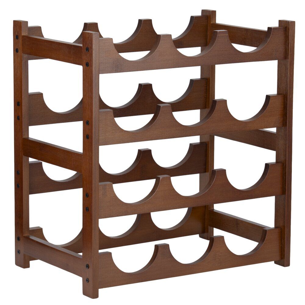 Range-bouteille 12 compartiments en bambou marron foncé L36xP38xH23cm