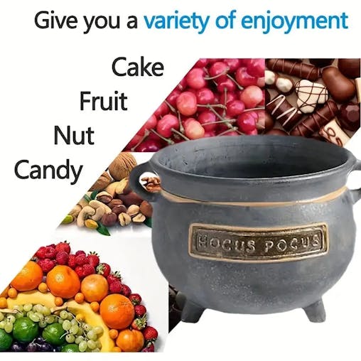 NNETM Mini Resin Pot With Black Stand - Witch Cauldron Serving Set