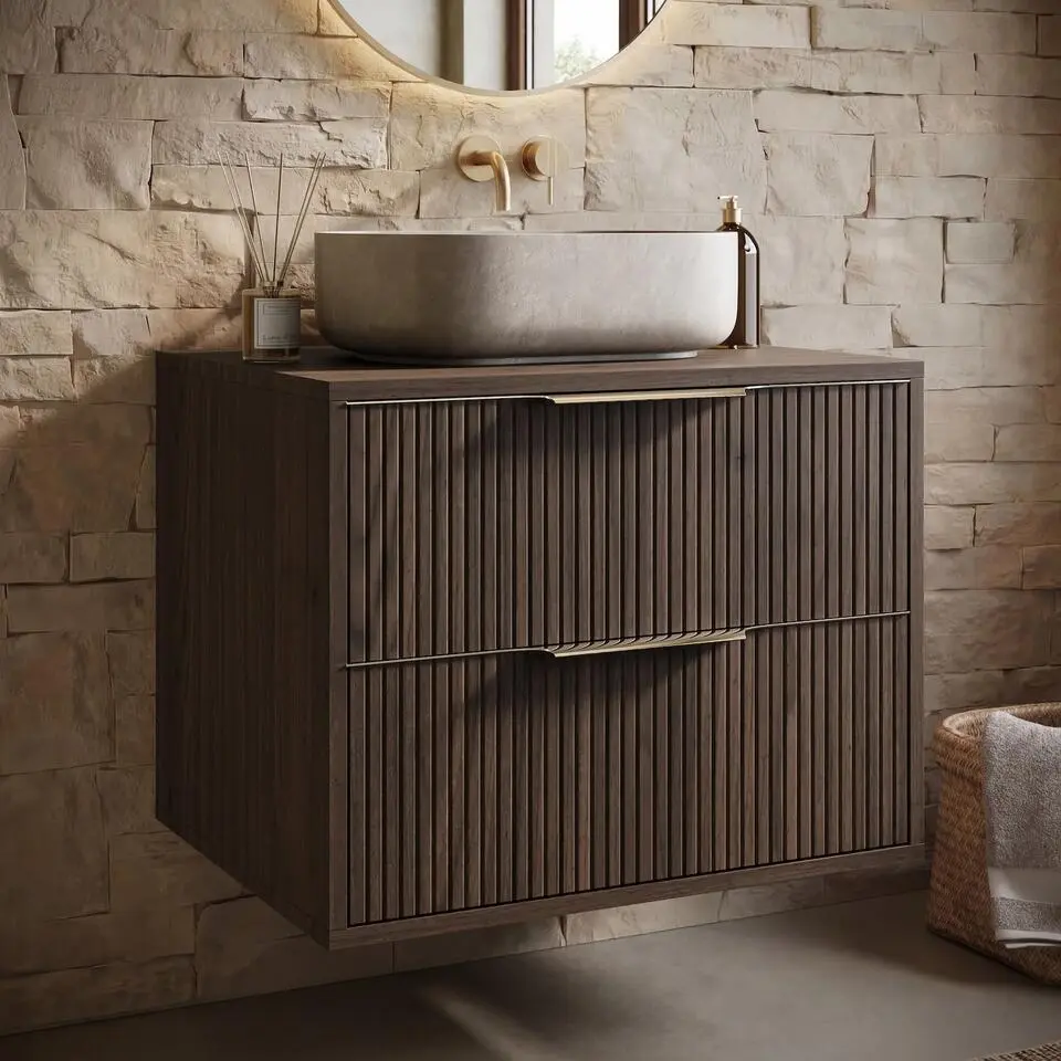 Badplaats Wastafelkast Rimini - 60 x 46 x 46 cm - walnoot bruin