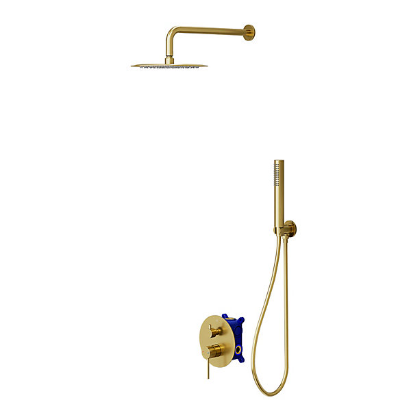 Colonne de douche mécanique encastrée en laiton massif finition satin, GoodHome Owens