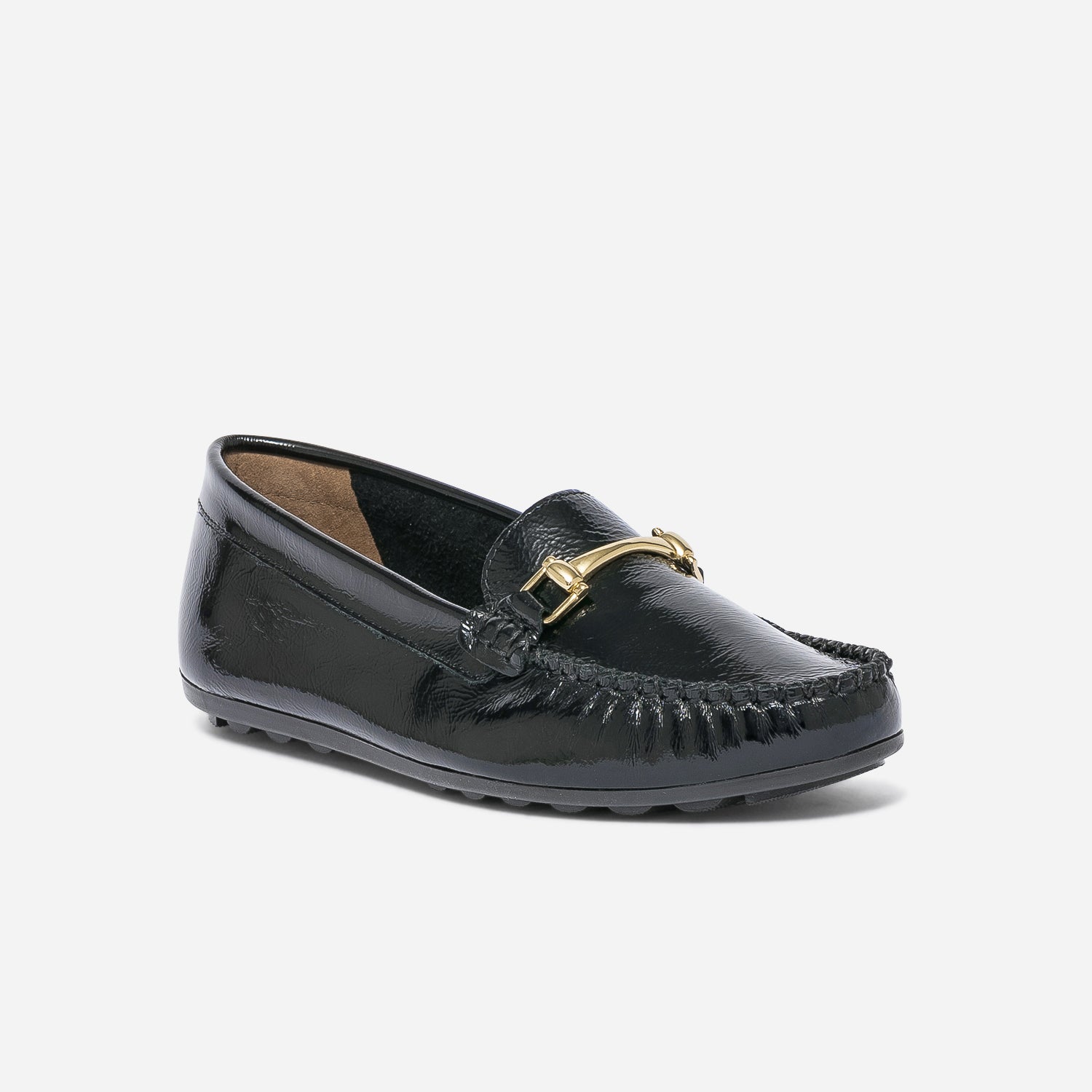 Mocassin noir en cuir verni