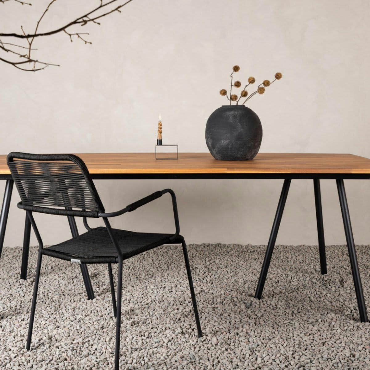 SICUANI - Table de jardin 200x100cm en bois et métal