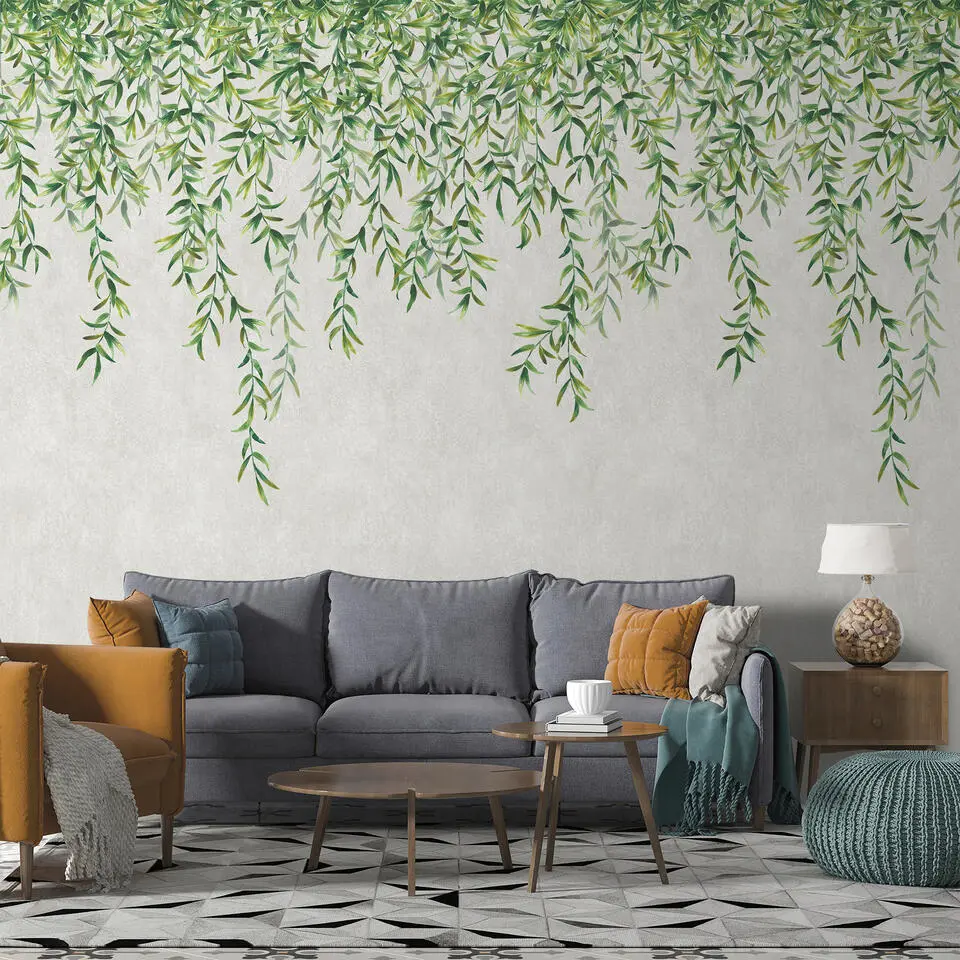 Sanders & Sanders fotobehang bladeren groen en beige - 212 x 280 cm