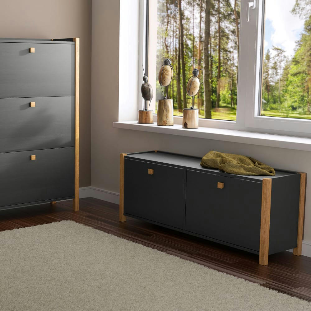 HANNOVER - Meuble à chaussures en bois gris foncé