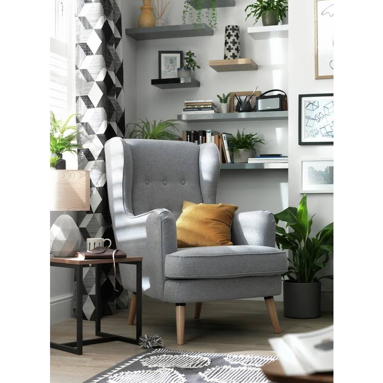 Habitat Callie Fabric Wingback Chair - Charcoal