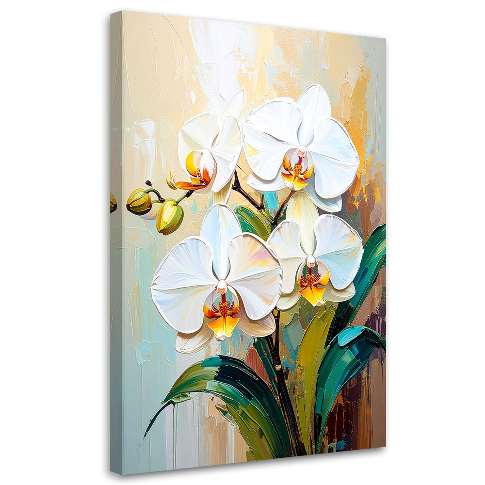 Feeby Obraz nowoczesny do salonu sypialni, Białe Orchidee Kwiaty 40x60