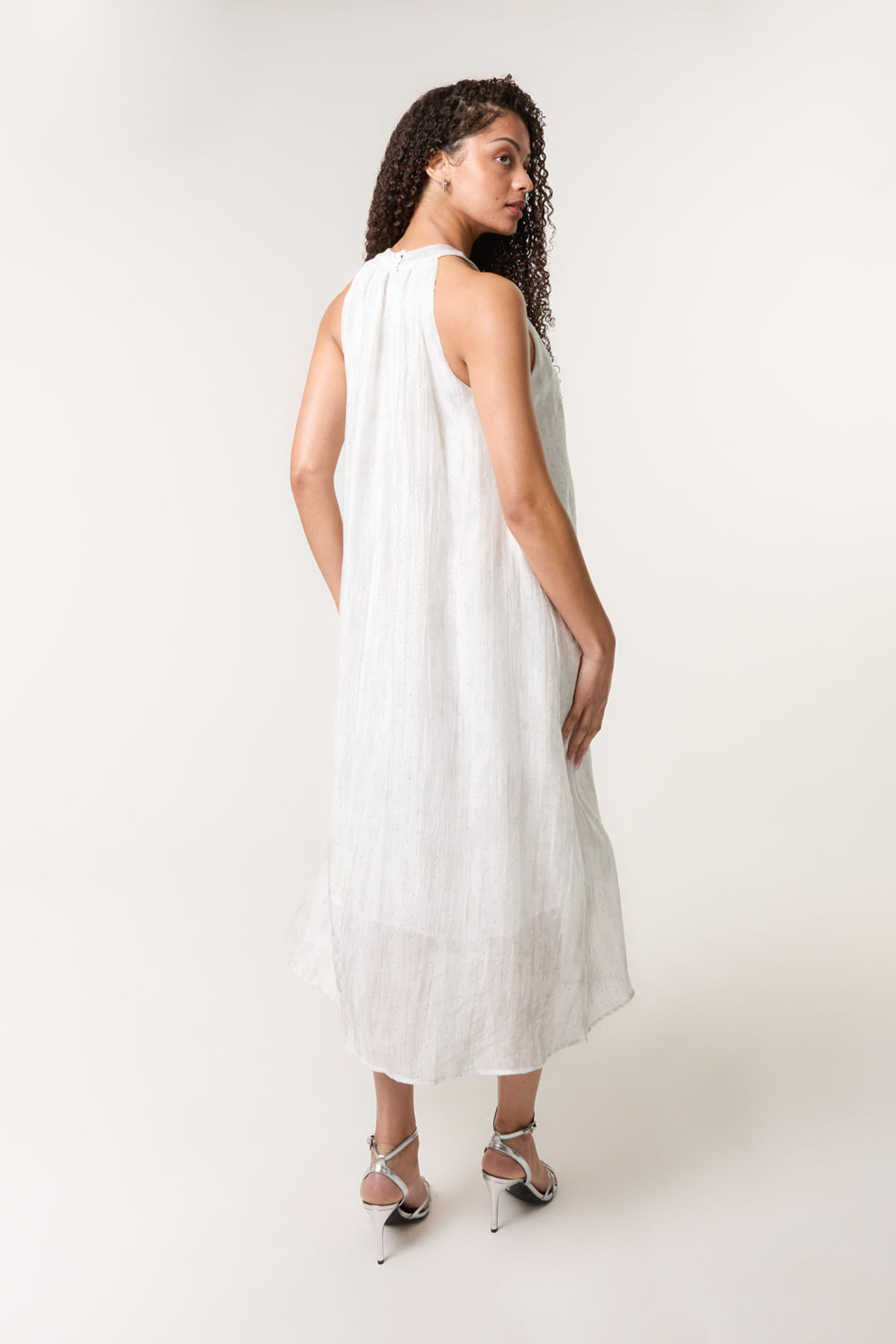 Blue Vanilla Ivory Luxe Rose Detail Halter Neck Dress