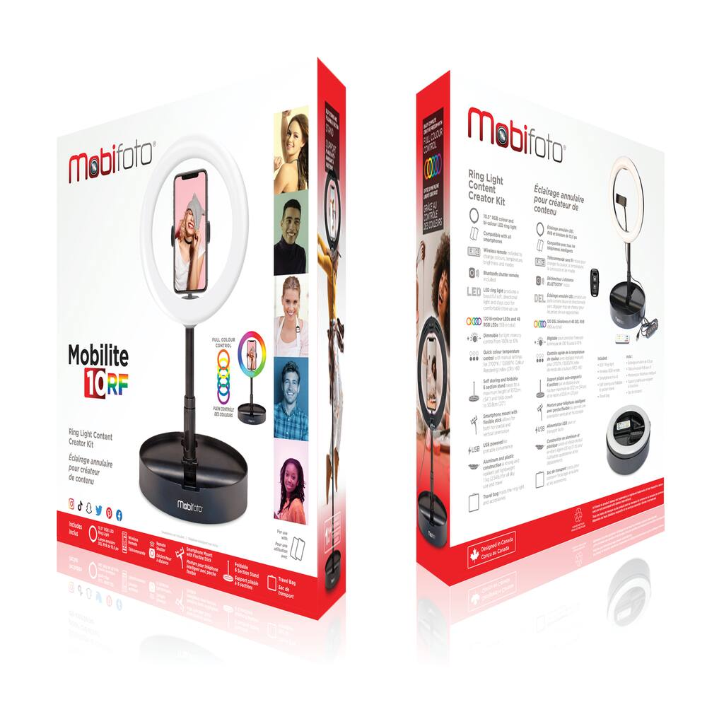 Mobifoto Mobilite 10-in RGB LED Ring Light Vlogging Kit with Built-in Stand & Wireless Remote