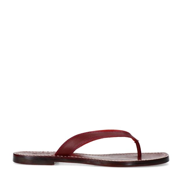 Burgundy leren teenslippers