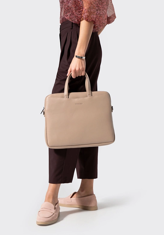 Torba na laptopa z ekoskóry 13–14 cali beżowa