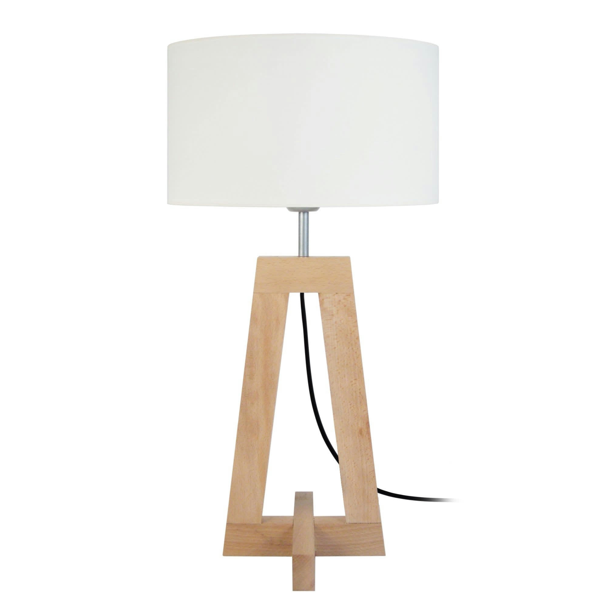 VILI - Lampe de chevet bois naturel et écru