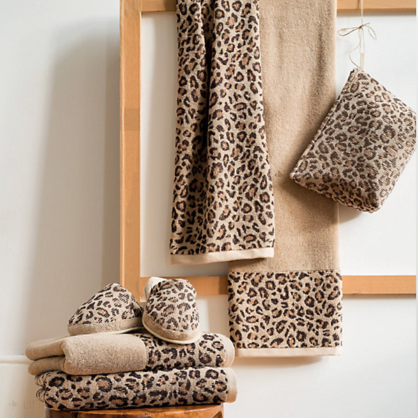 Drap de douche en pur coton 70x140 cm collection LEOPARD beige