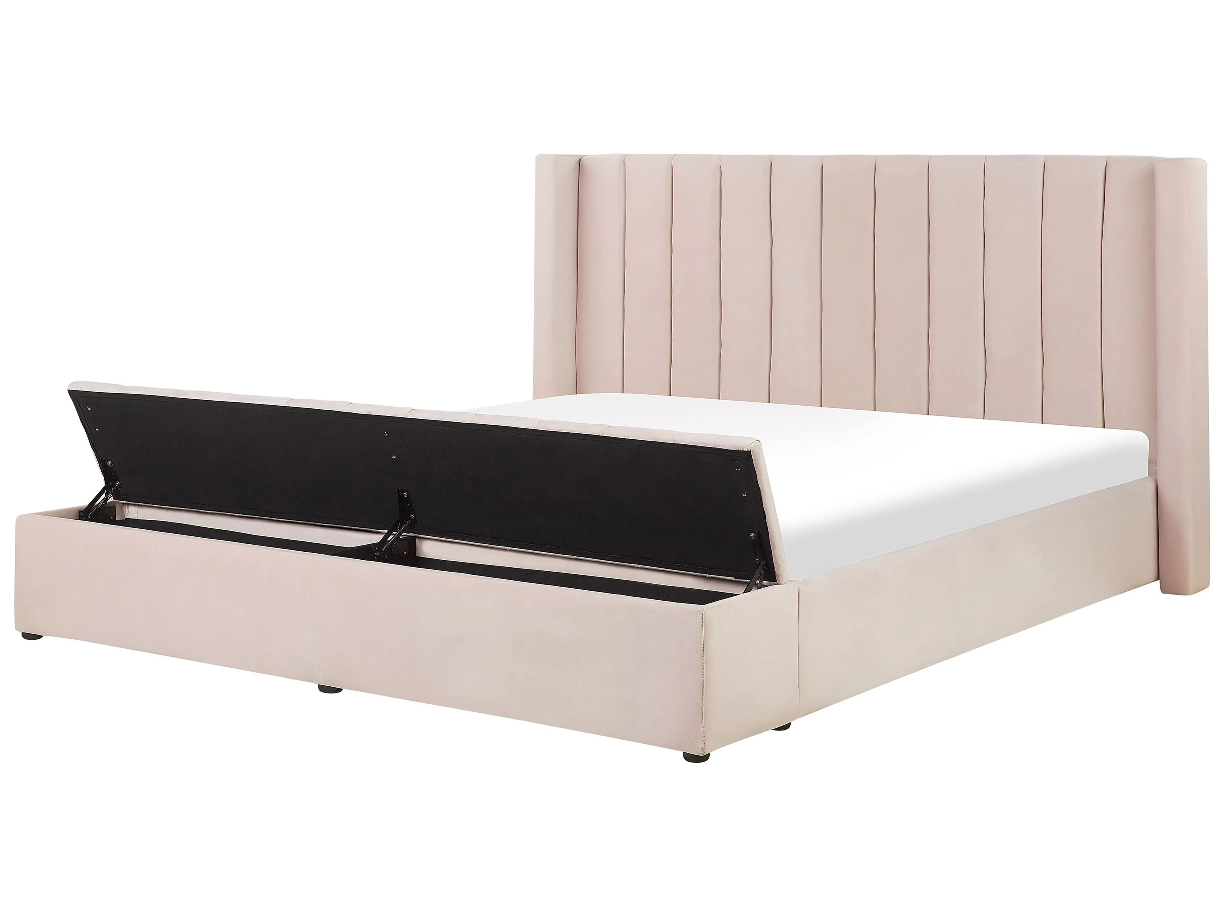 Bed with Storage Bench Velvet NOYERS 180 x 200 cm (EU Super King) Pastel Pink