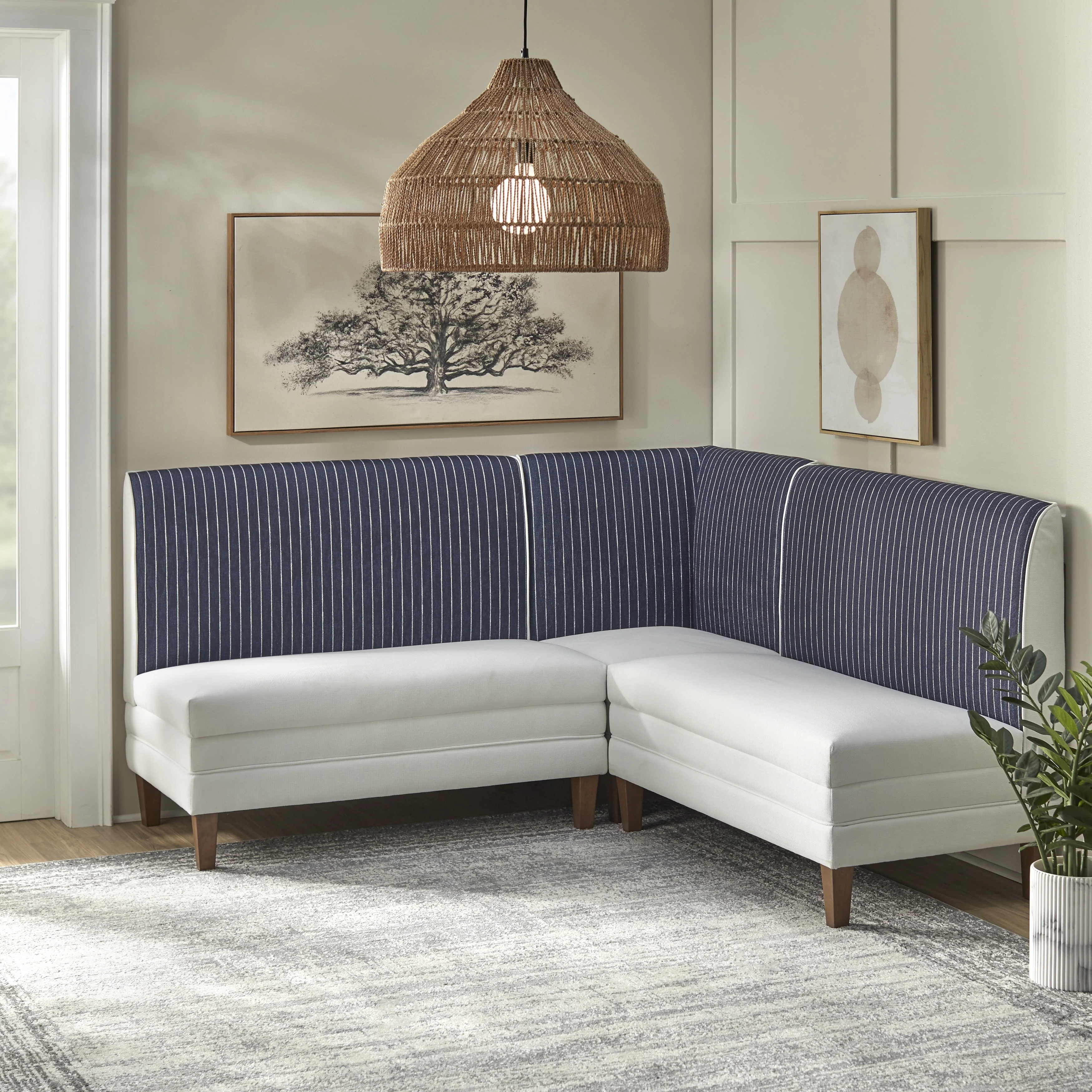 Lifestorey Phillips 3-Piece Upholstered Banquette Set