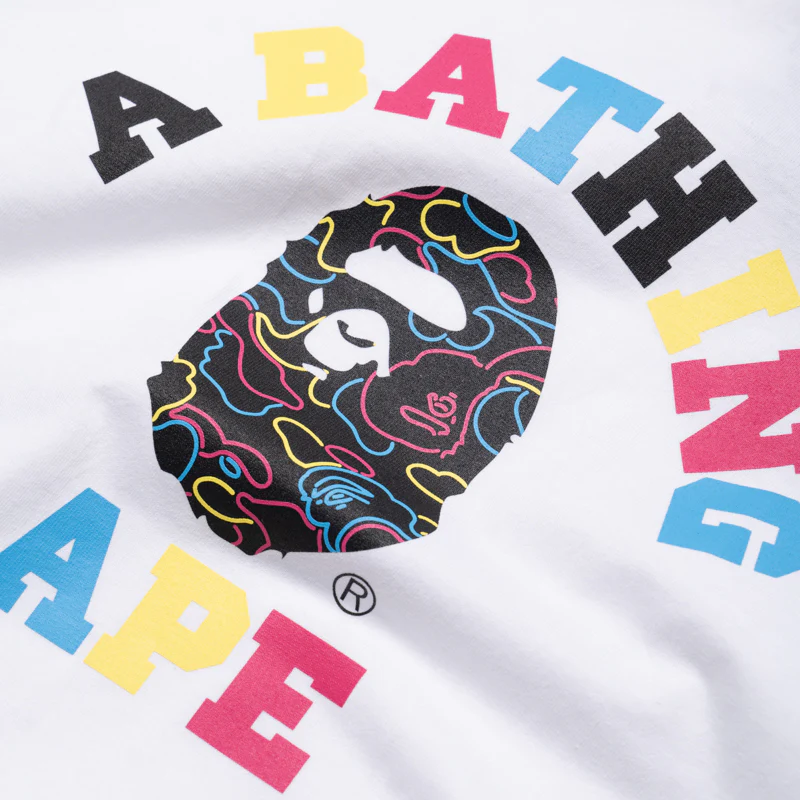 A Bathing Ape Neon Camo College Tee - White