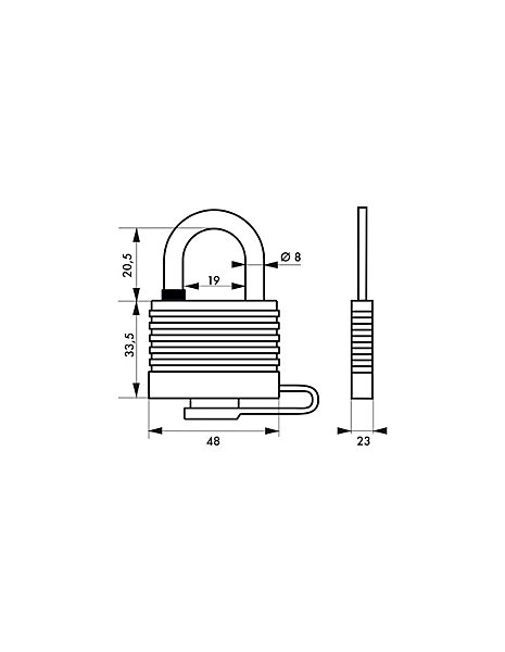 Cadenas à clé SP, anti-corrosion, 40mm, gainé PVC, anse inox, 2 clés - SP