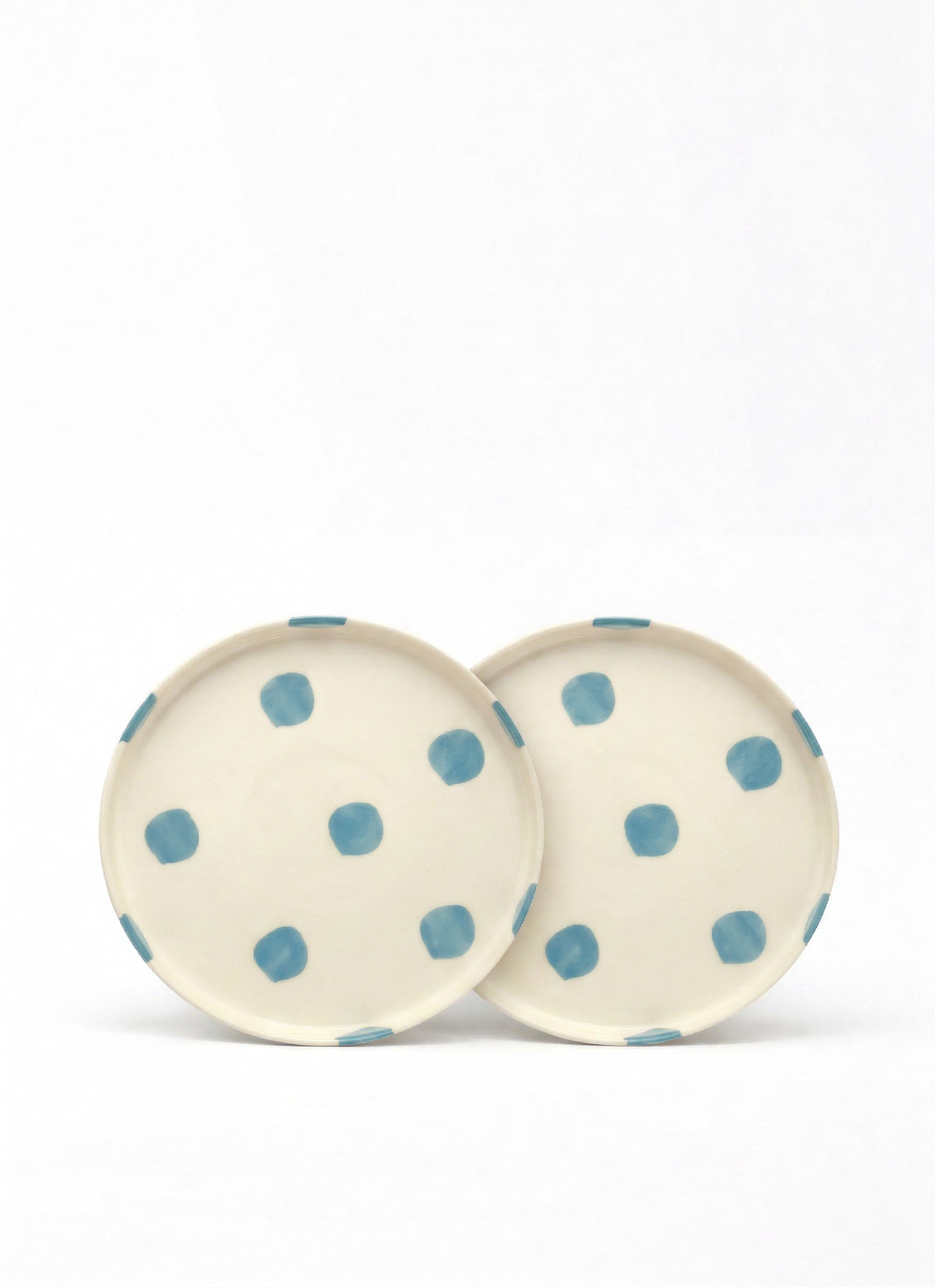 vtwonen - Lunchbord - Stippen - Blauw - Set van 2 - Keramiek - 20cm