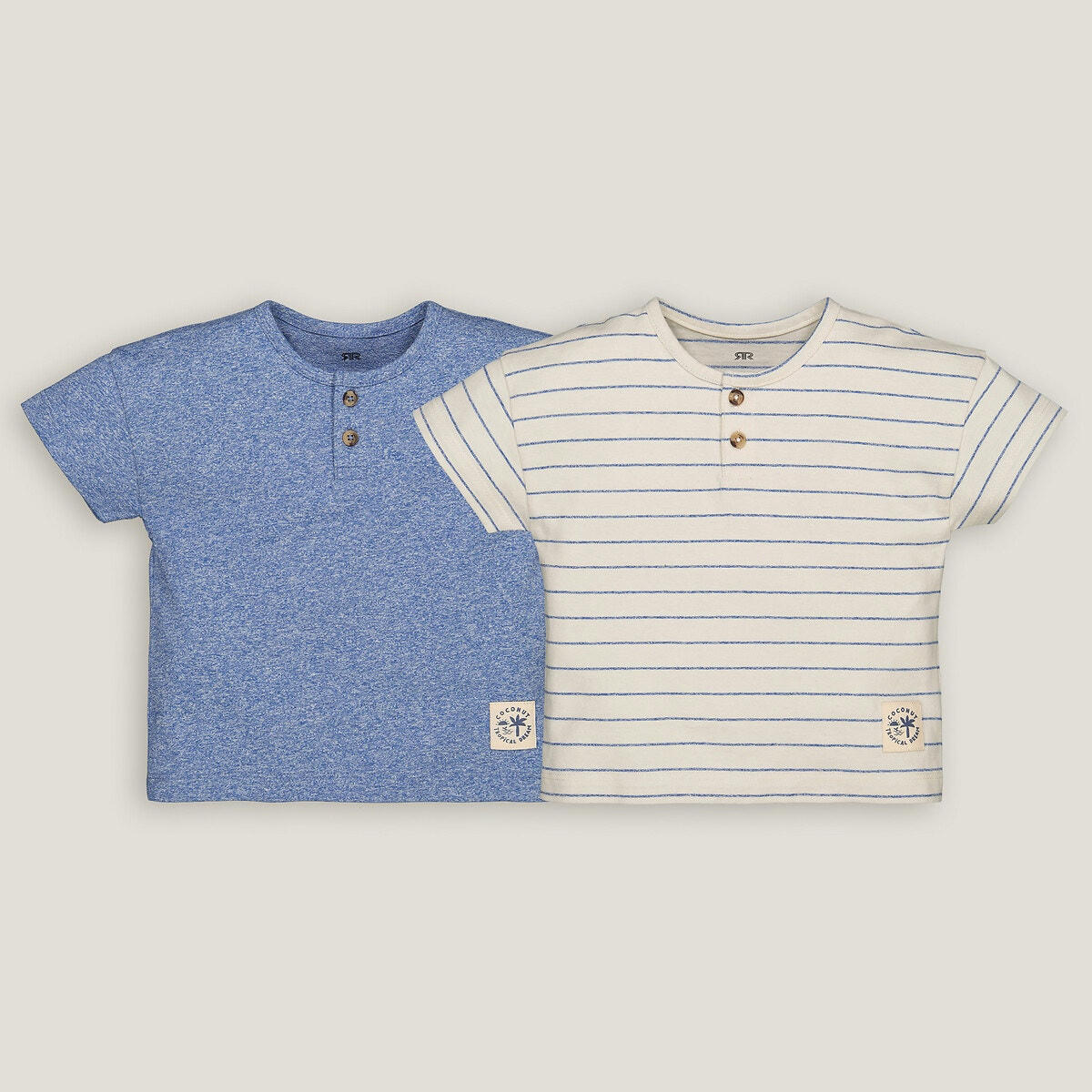 Lot de 2 T-shirts col tunisien