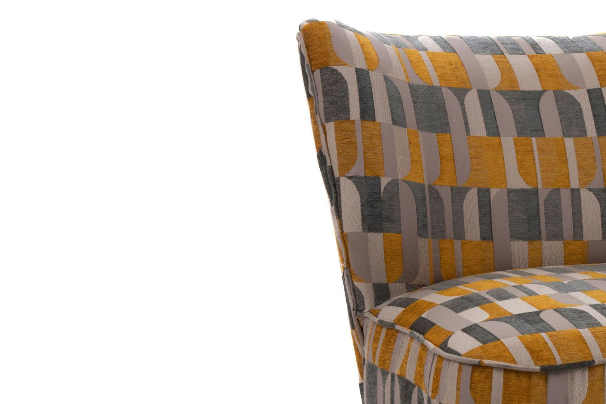 AXEL - Fauteuil crapaud en tissu multicolore motifs géométriques