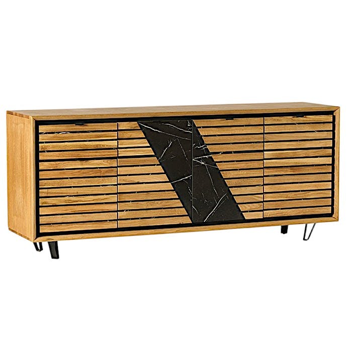 Buffet design en bois de chêne finition miel, 4 portes ESSEN