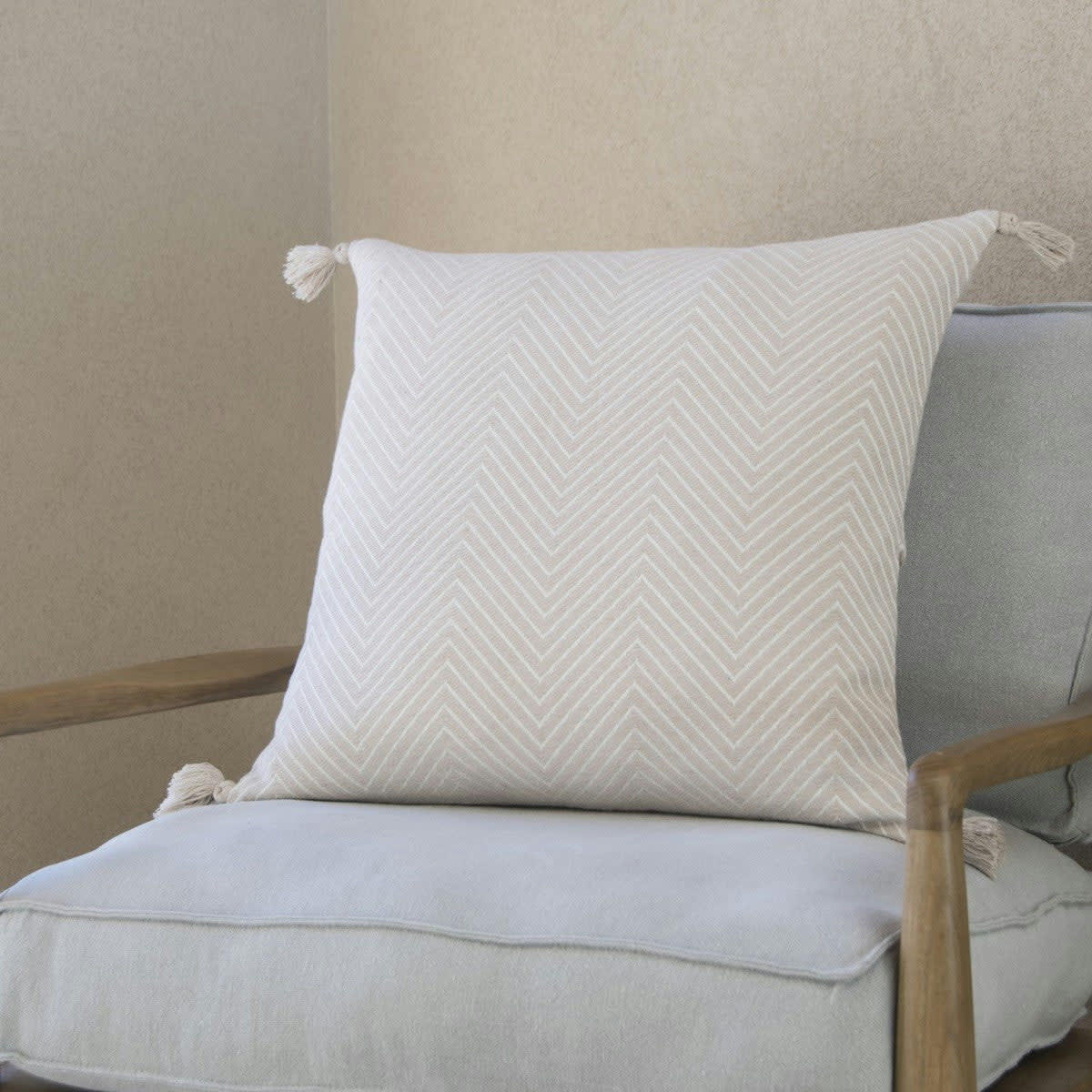 AMSTERDAM - Housse de coussin coton  50x50 taupe clair