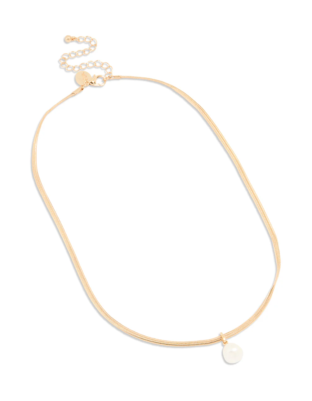 Gold Plated Freshwater Pearl Snake Chain Pendant Necklace